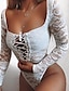 cheap Sexy Lingerie-Women&#039;s Sexy Lingerie Teddies &amp; Bodysuits Pure Color Fashion Undergarments Home Christmas Bed Polyester Long Sleeve Hole Without Lining Summer Spring Black White