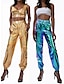 cheap Party women&#039;s Pants-Women&#039;s Joggers Pants Trousers Polyester Mid Waist Full Length Silver Fall