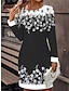 Χαμηλού Κόστους εμπριμέ φούτερ &amp; φορέματα με κουκούλα-Γυναικεία Καθημερινό φόρεμα Φόρεμα φούτερ Μίνι φόρεμα Ενεργό Μοντέρνα ΕΞΩΤΕΡΙΚΟΥ ΧΩΡΟΥ Αργίες Διακοπές Στρογγυλή Ψηλή Λαιμόκοψη Στάμπα Φλοράλ Χαλαρή Εφαρμογή Μαύρο Κρασί Βαθυγάλαζο Τ M L XL XXL