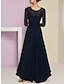 cheap Mother of the Bride Dresses-A-Line Mother of the Bride Dress Wedding Guest Elegant Scoop Neck Asymmetrical Ankle Length Chiffon 3/4 Length Sleeve with Lace Sequin Ruching 2024
