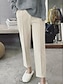 Недорогие женские брюки из хлопка и льна-женские классические брюки из флиса, фланели, прямые, модная уличная одежда в полный рост, повседневные, черные, белые, s m, осень-зима
