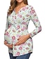 Χαμηλού Κόστους Γυναικεία Μπλουζάκια και Παντελόνια Ύπνου-γυναικεία μπλουζάκια εγκυμοσύνης πουκάμισα εγκυμοσύνης λουλουδάτο μοτίβο casual comfort ποιμενικό σπίτι καθημερινές διακοπές βαμβακερό αναπνεύσιμο v σύρμα μακρυμάνικο φθινόπωρο χειμώνα λευκό ανοιχτό πράσινο