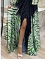 abordables Vestidos de fiesta-Mujer Vestido de fiesta de graduación Vestido de Fiesta Separado Estampado Escote en Pico Manga Larga Ombre Verde Trébol Primavera Invierno