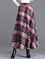 cheap Midi Skirts-Women&#039;s A Line Plaid Skirt Midi Skirts Pocket Long Plaid Color Block Daily Date Fall &amp; Winter Polyester Twilled Satin Elegant Long Red Blue Green