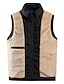 voordelige Gilets-Voor heren Fleece vest Vest Alledaagse kleding Vakantie Uitgaan Modieus Basic Lente &amp; Herfst nappi Polyester Comfortabel Effen Enkele rij knopen Opstaande boord V-hals Normale pasvorm Zwart Rood