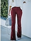 economico pantaloni eleganti da donna-Per donna Fondo a campana Chino Vita alta Lunghezza intera Rosso violaceo Autunno