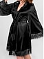 cheap Women&#039;s Robes-Women&#039;s Plus Size Pajamas Bathrobe Silk Robe Pure Color Simple Casual Comfort Home Daily Wedding Party Satin Breathable V Wire Long Sleeve Summer Fall Black Wine