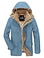 cheap Men&#039;s Downs &amp; Parkas-Men&#039;s Winter Coat Fleece Jacket Warm Thicken Outdoor Daily Wear Solid Color Outerwear Clothing Apparel Blue Green khaki