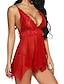 cheap Sexy Lingerie-Women&#039;s Sexy Lingerie Chemises &amp; Negligees 3 Pieces Pure Color Lovers Hot See Through Xmas Home Christmas Bed Spandex Breathable Straps Sleeveless Backless Summer Spring Black Red