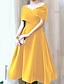 Χαμηλού Κόστους Κοκτέιλ Φορέματα-σε γραμμή κοκτέιλ μαύρο φόρεμα 1950 φόρεμα φθινοπωρινό νυφικό φόρεμα καλεσμένων μέχρι το γόνατο κοντό μανίκι από τους ώμους βελούδο με πιέτες καθαρό χρώμα 2024