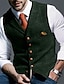 cheap Vests-Men&#039;s Retro Vintage Vest Herringbone Tailored Fit Notch Single Breasted More-button Light Green Blue Dark Green 2023