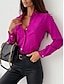 cheap Basic Women&#039;s Tops-Women&#039;s Blouse Plain Patchwork Casual Elegant Casual Long Sleeve V Neck Black