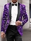 baratos Blazer e Jaqueta-Blazer de lantejoulas para festa masculina, jaqueta brilhante, smoking, dourado, preto, roupa gótica, peito único, um botão, 2024