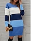 Χαμηλού Κόστους Μάλλινα φορέματα-Γυναικεία Φόρεμα πουλόβερ Φόρεμα Jumper Χειμερινό φόρεμα Μίνι φόρεμα Πλεκτά Μοντέρνα Κομψό στυλ street Συνδυασμός Χρωμάτων Ταινία Καθημερινά Ημερομηνία Εξόδου Σαββατοκύριακο Στρογγυλή Ψηλή Λαιμόκοψη
