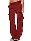 tanie damskie spodnie cargo-damskie spodnie cargo w kolorze khaki spodnie pełna długość wysoki krój mikroelastyczny wysoki stan modna odzież uliczna codzienna odzież na co dzień czarne wino xs s jesień&amp;amp; zima