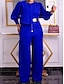 cheap Vacation Jumpsuit-Women‘s Jumpsuit High Waist Solid Color Pink Fall Winter Round Neck Active Daily Vacation Slim Long Sleeve Royal Blue Orange S M L