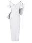 baratos Vestidos de Festa-Mulheres Vestido branco Vestido de formatura Vestido de festa Franzido Fenda Decote V Manga Curta Vestido midi Férias Branco Rosa Inverno