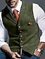 voordelige Gilets-Voor heren Retro vintage Vest Visgraat Getailleerd Inkeping Single Breasted Meer Knoops Lichtgroen blauw Donkergroen 2023