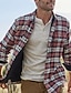 cheap Flannel Shirts-Men&#039;s Shirt Flannel Shirt Plaid Shirt Shirt Jacket Shacket Overshirt Shacket Red Long Sleeve Plaid / Check Lapel Fall &amp; Winter Outdoor Daily Wear Clothing Apparel Front Pocket