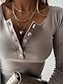 abordables Tops básicos de mujer-Camisa Blusa Mujer Negro Blanco Gris Color sólido/liso Botón Diario Moda Escote Redondo Ajuste regular S