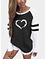 ieftine Tricouri Damă-Pentru femei Tricou Inimă Imprimeu Casă Casual De Bază Manșon Lung Rotund Negru