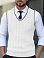 ieftine pulover pentru bărbați-Bărbați Vestă pulover Pulover pulover Cablu Tricotat Regulat Croșetat Simplu În V Contemporan modern Muncă Purtare Zilnică Îmbrăcăminte Toamna iarna Negru Alb S M