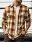 cheap Flannel Shirts-Men&#039;s Shirt Flannel Shirt Plaid Shirt Shirt Jacket Shacket Overshirt Shacket Red Blue Brown Long Sleeve Plaid / Check Lapel Spring &amp;  Fall Outdoor Daily Wear Clothing Apparel Front Pocket