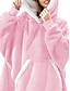 cheap Women&#039;s Robes-Women&#039;s Wearable Blanket Hoodie Blanket Pajama Loungewear Grid / Plaid Pure Color Warm Plush Casual Home Daily Bed Sherpa Warm Breathable Hoodie Long Sleeve Pocket Fall Winter Light Pink Black Red
