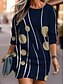 cheap Print Sweatshirt &amp; Hoodie Dresses-Women&#039;s Casual Dress Sweatshirt Dress Mini Dress Warm Fashion Outdoor Vacation Going out Crew Neck Print Geometric Striped Loose Fit Black Yellow Red S M L XL XXL