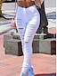 abordables Pantalones de mujer-Mujer Polainas Algodón Bolsillo rasgado Corte alto Alta cintura Longitud total Negro Otoño