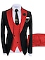 olcso Öltönyök-fekete bézs bordó férfi báli öltöny esküvői parti öltöny 3 darab molett egyszínű szabott szabás egymellű egygombos 2024