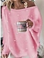 cheap Women&#039;s Hoodies &amp; Sweatshirts-Women&#039;s Sweatshirt Pullover Solid Color Basic White Pink Street Casual V Neck Long Sleeve Top Micro-elastic Fall &amp; Winter