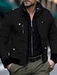 cheap Men&#039;s Jackets &amp; Coats-Men&#039;s Bomber Jacket Casual Jacket Work Jacket Outdoor Daily Wear Wearable Pocket Spring &amp;  Fall Plain Fashion Streetwear Standing Collar Short Black Red Blue Khaki Army Green Jacket