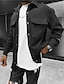 preiswerte Flanellhemden-Herren Waffelhemd Waffel-Henley-Hemd Hemdjacke Overshirt Einfach Outdoor Alltagskleidung Schwarz Weiß Braun Langarm Revers Herbst Winter Bekleidung Tasche