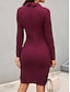 abordables Vestido Sencillo-Mujer vestido de trabajo Vestido tubo vestido semiformal Moda Oficina Diario moda laboral Vestido Midi Botón Diseño Manga Larga Plano Ajuste regular Negro Vino Fucsia Otoño Invierno S M L XL XXL