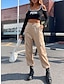 abordables pantalon cargo femme-Femme Pantalon Cargo Chino Coton Taille haute Toute la longueur Amande Automne