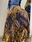 preiswerte Maxi-Röcke-Damen Rock Schaukel Maxi Hoher Taillenbund Röcke Tasche Bedruckt Graphic Strasse Täglich Herbst Winter Polyester Vintage Gelb
