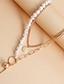 preiswerte Halsketten &amp; Anhänger-1 Stück Anhänger Halskette For Damen Perlen Hochzeit Weihnachten Partyabend Künstliche Perle Aleación Doppellagig