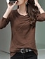 economico T-Shirt da donna-Per donna maglietta Cotone Liscio Giornaliero Fine settimana Bianco Manica lunga Essenziale Rotonda Primavera &amp; Autunno