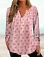 cheap Women&#039;s Blouses &amp; Shirts-Women&#039;s Shirt Henley Shirt Blouse Floral Button Print Casual Holiday Tunic Basic Long Sleeve Round Neck White Spring &amp;  Fall