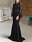 cheap Wedding Dresses-Black Wedding Dresses Party Formal Mermaid / Trumpet Scoop Neck Long Sleeve Sweep / Brush Train Lace Gothi Fall Halloween Bachelorette Bridal Gowns With Solid Color 2023