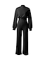 cheap Vacation Jumpsuit-Women&#039;s Jumpsuit High Waist Solid Color Stand Collar Streetwear Xmas Office Christmas Regular Fit Long Sleeve Lantern Sleeve Black White Yellow S M L Fall
