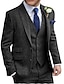 billige Dresser-grønn/svart/marineblå tweed bryllupsdresser for menn vintage retro 3 deler ensfarget skreddersydd passform enspent to-knapper 2024