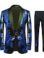 Χαμηλού Κόστους Κοστούμια σμόκιν-μαύρο χρυσό/κόκκινο/μπλε ανδρικά κοστούμια χορού παγιέτες σμόκιν για πάρτι κοστούμια prom disco sparkly κοστούμια 2 τεμαχίων σάλι γιακάς προσαρμοσμένη σε εφαρμογή μονόστηθος με ένα κουμπί 2024