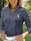 billige Designerkolleksjon-Dame POLO T-skjorte Blå Langermet Solbeskyttelse Topper Høst Vinter Dame golfantrekk Klær Antrekk Bruk klær