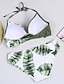 cheap Bikini Sets-Women&#039;s Swimwear Bikini 2 Piece Normal Swimsuit Halter Push Up Color Block Green leaf Blue dots Black white dots Red leaves Black Halter Bathing Suits Sexy Active Sexy