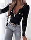 preiswerte Basic-Damenoberteile-Hemd Bluse Damen Schwarz Weiß Rosa Solide / einfarbig Viertel Postleitzahl Täglich Modisch Rundhalsausschnitt Regular Fit S