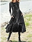 Χαμηλού Κόστους Print Φορέματα-Γυναικεία Χειμερινό φόρεμα Φόρεμα σε γραμμή Α Ombre Φλοράλ Τσέπη Στάμπα Στρογγυλή Ψηλή Λαιμόκοψη Μίντι φόρεμα Βίντατζ Etnic Καθημερινά Διακοπές Μακρυμάνικο Φθινόπωρο Χειμώνας