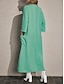 cheap Plain Dresses-Women&#039;s Modal Casual Dress Leaf V Neck Maxi long Dress Basic Classic Daily Vacation 3/4 Length Sleeve Summer Spring