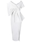 preiswerte abendkleider-Damen Weißes Kleid Ballkleid abendkleider Rüschen Gespleisst V Ausschnitt Kurzarm Midikleid Urlaub Weiß Rosa Winter